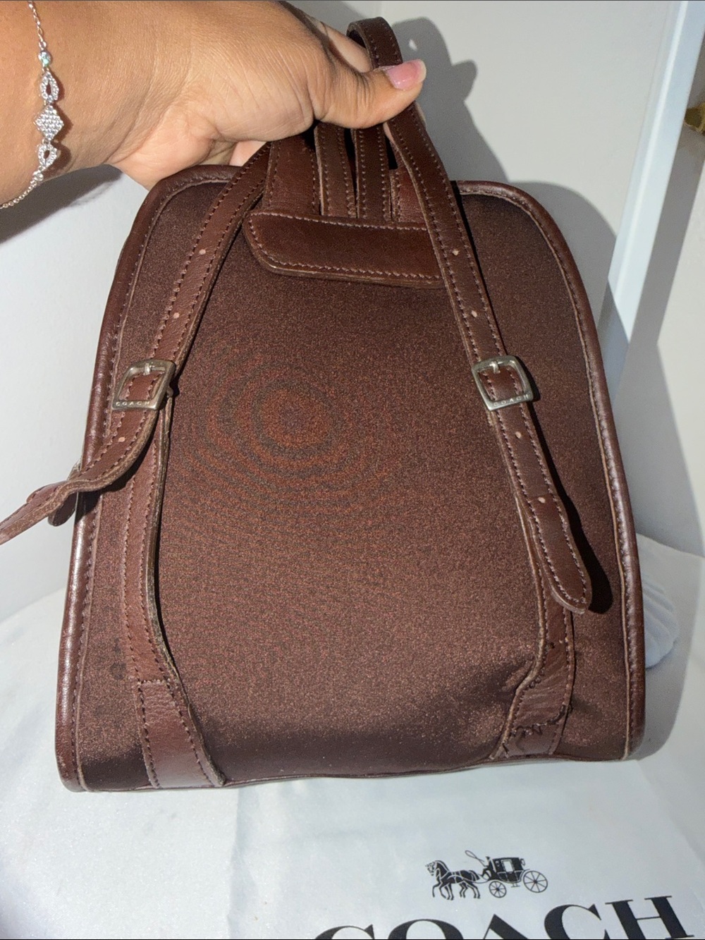 Coach Vintage 6215 Brown Mini Backpack with Leather Trim - Picture 6 of 13